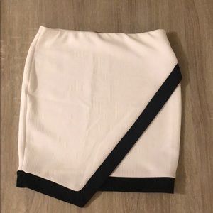 Asymmetrical White and Black Skirt